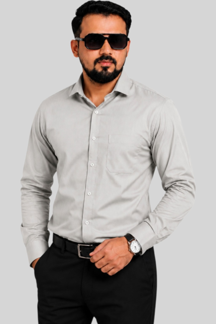 Silver Grey Giza Cotton Shirt