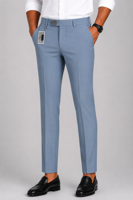 Dark Sky Blue Adjustable Belt formal Pant