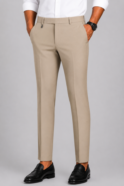 Sand Beige Adjustable Belt formal Pant