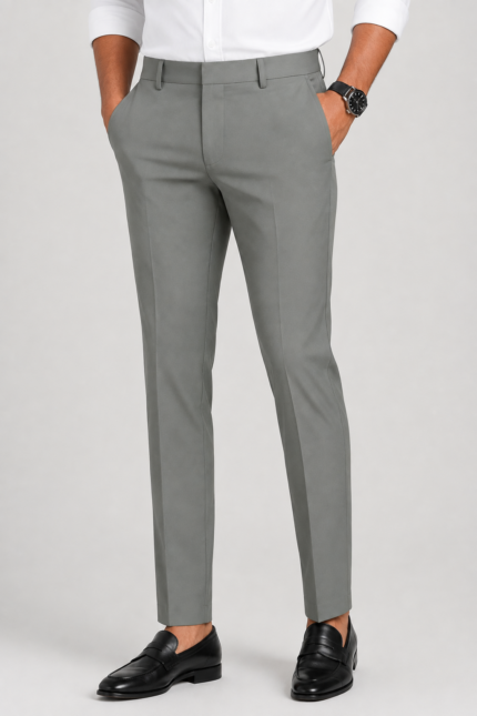 Ash Grey Adjustable Belt formal Pant